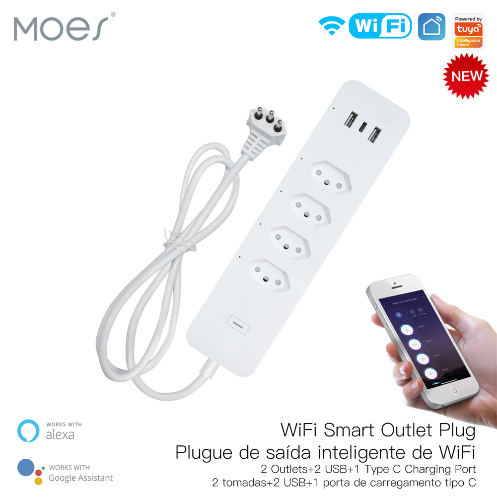 Smart Power Strip 4 Outlet Usb - WiFi Brazil Smart Power Strip Surge