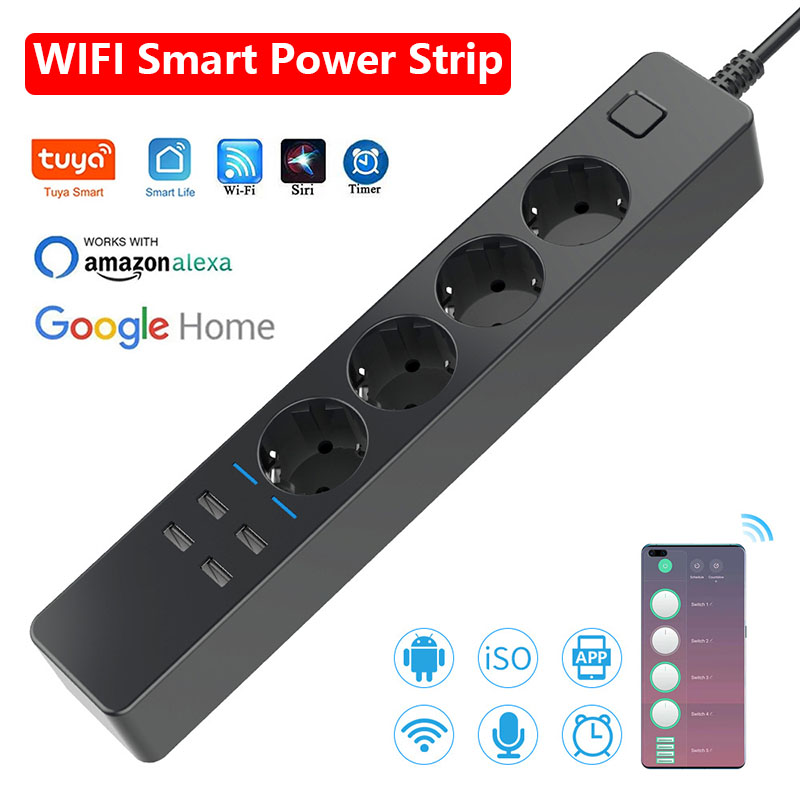 Smart Power Strip 4 Outlet Usb - WIFI Smart Power Strip with 4