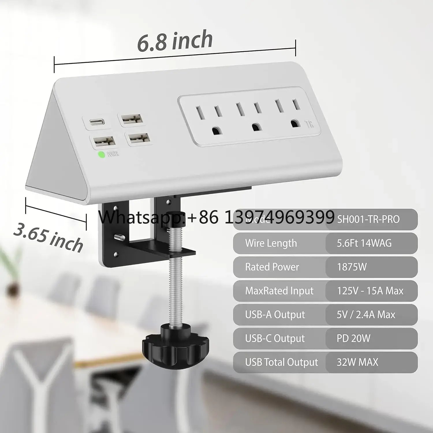 Smart Power Strip 4 Outlet Usb - Desk Power Bar with PD 20W