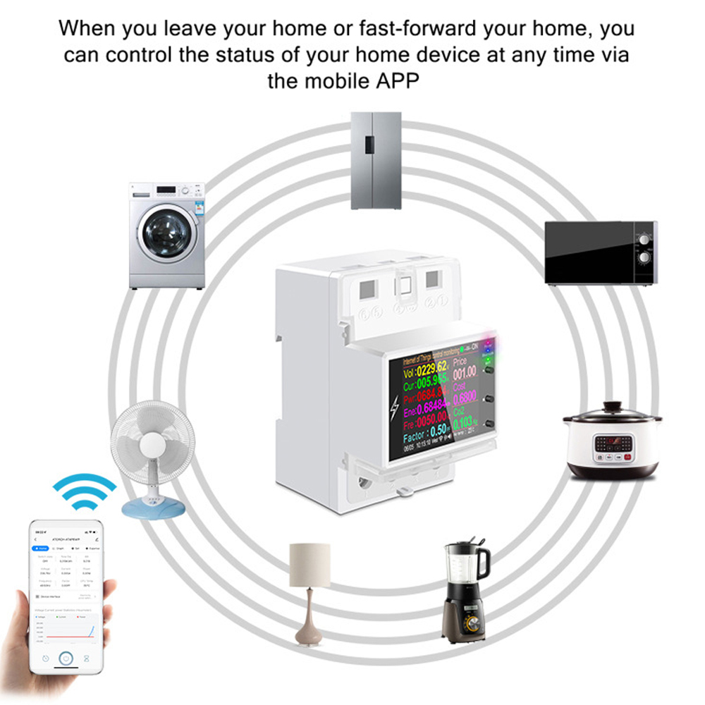 Energy Meter Din Rail Wifi - AT4PW WIFI Din Rail Smart Energy