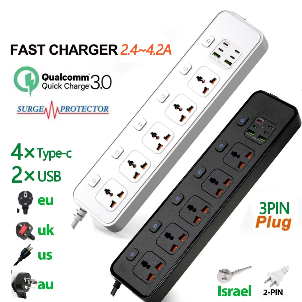 Smart Plug Surge Protector - Universal Power Strip Extension Socket with
