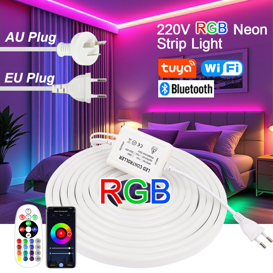 Smart Plug Outdoor Waterproof - 220V RGB LED Neon Strip with