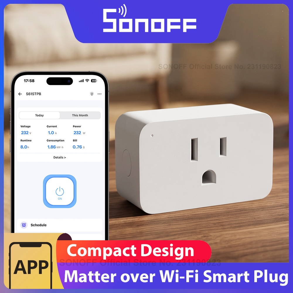 Smart Plug Energy Monitoring Wifi - SONOFF S61STPB iPlug Gen2 Type B