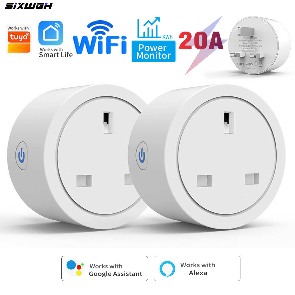 Smart Socket With Timer Countdown - 20A Tuya WiFi Smart UK Plug