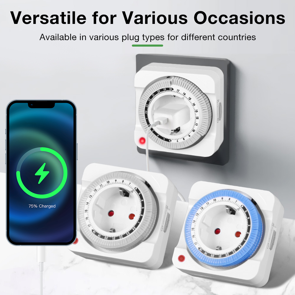 Smart Socket With Timer Countdown - EU Plug Mechanical Timer Socket, 24