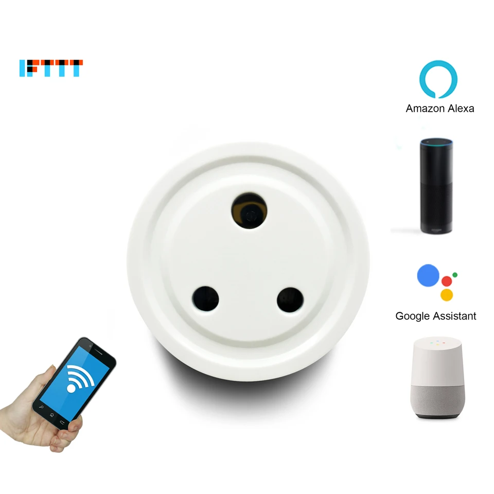 Smart Plug Mini Alexa Google - India Round 3 Pins Wi-Fi WiFi