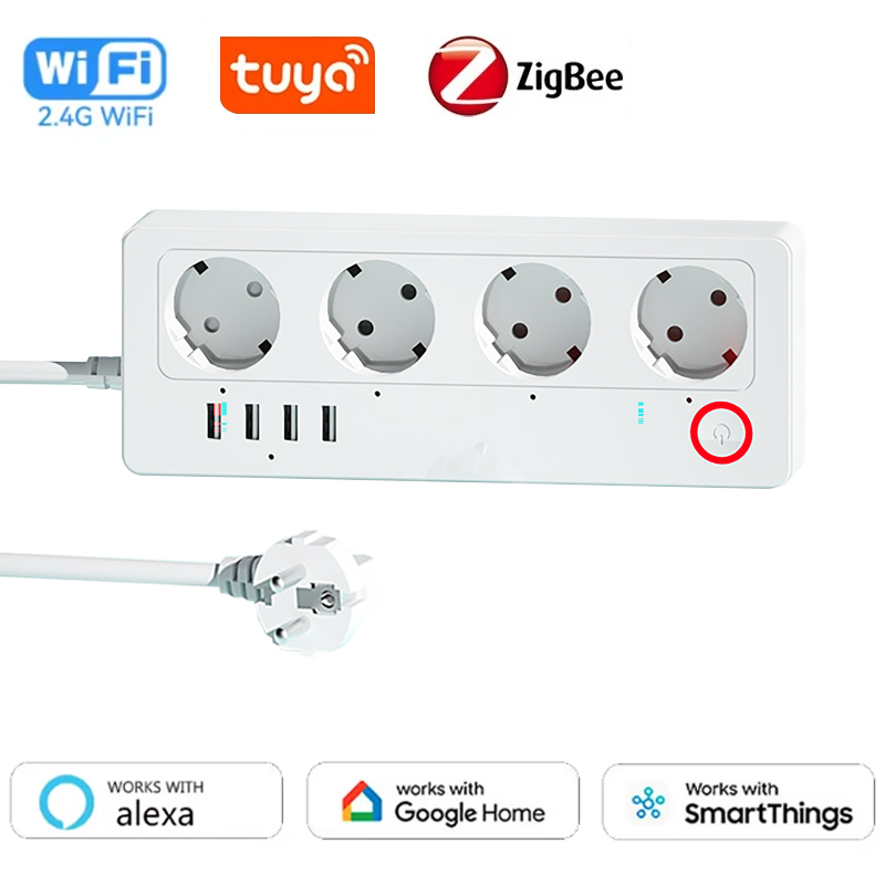 Smart Power Strip 4 Outlet Usb - WiFi ZigBee Smart Power Strip Socket