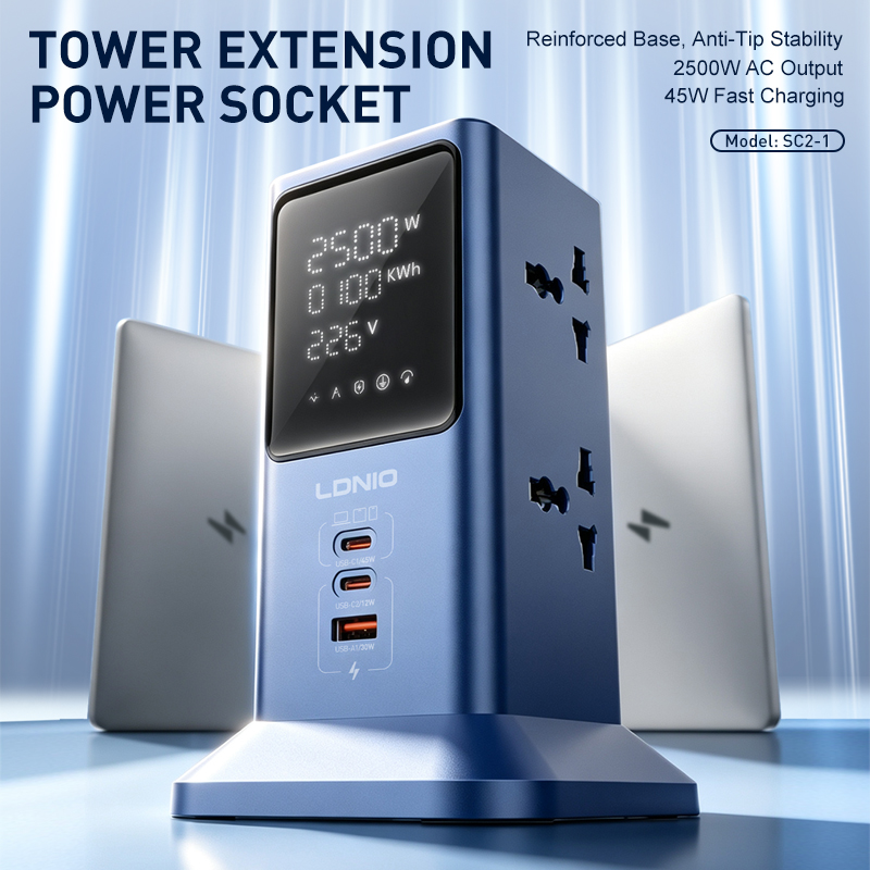 Smart Power Strip 4 Outlet Usb - LDNIO Universal Socket Smart Tower Power