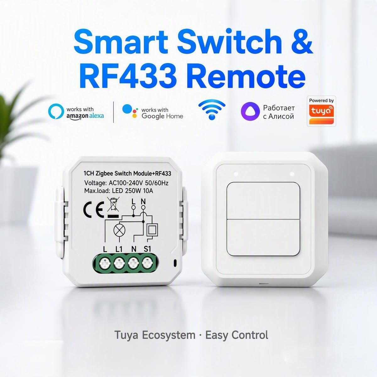 Smart Plug Mini Alexa Google - Tuya Smart Zigbee Switch Module RF433