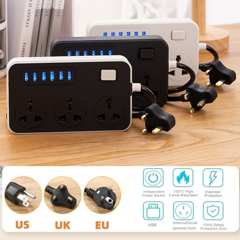 Smart Plug Surge Protector - UK EU US Outlet Power Strip