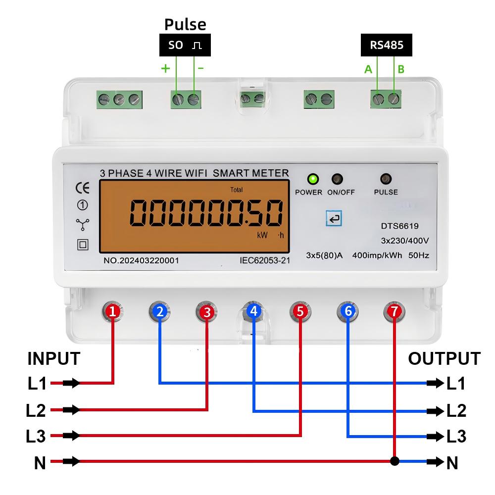 3 Phase 4 Wire WiFi Smart Ener - огляд і ціна Energy Meter Din Rail Wifi