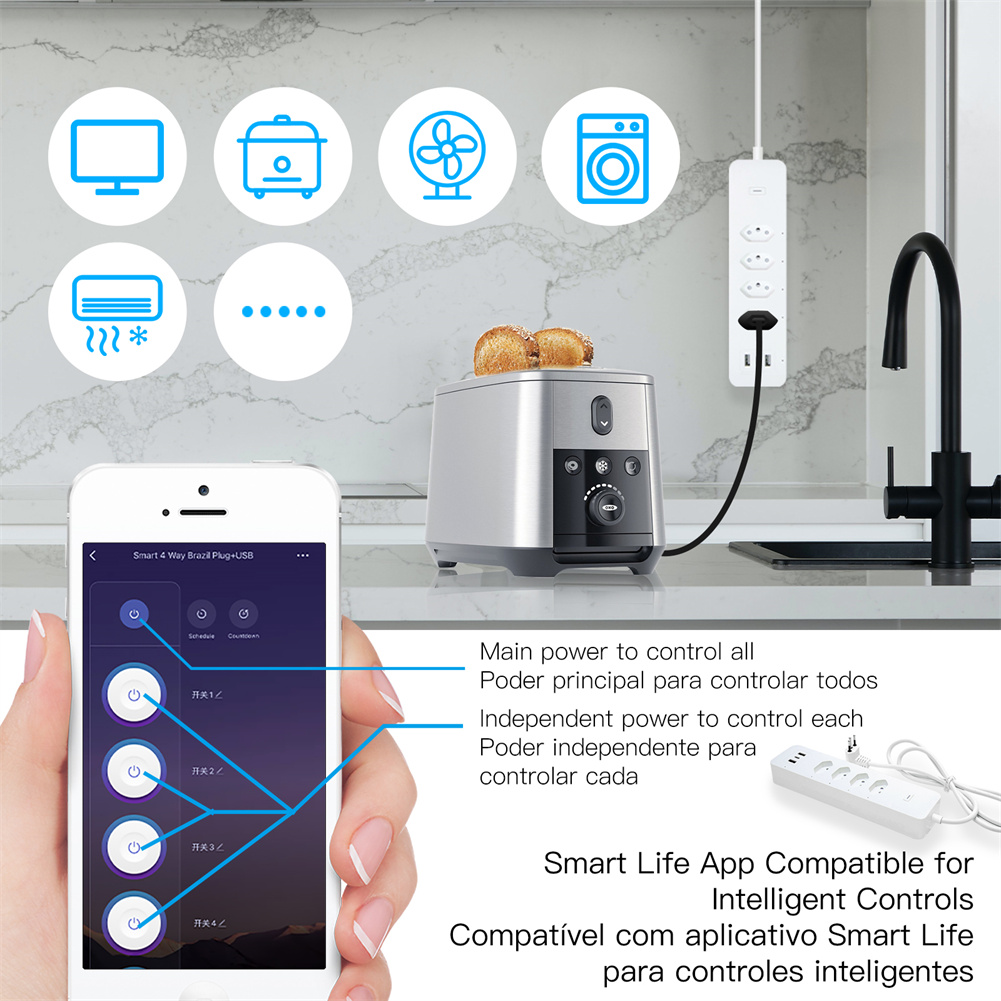 WiFi Brazil Smart Power Strip  - огляд і ціна Smart Power Strip 4 Outlet Usb