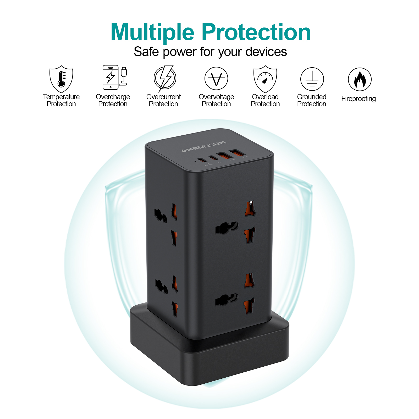 Tower Power Strip EU Plug Surg - огляд і ціна Smart Plug Surge Protector