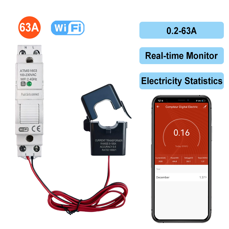 Smart WiFi Digital Energy Mete - огляд і ціна Energy Meter Din Rail Wifi