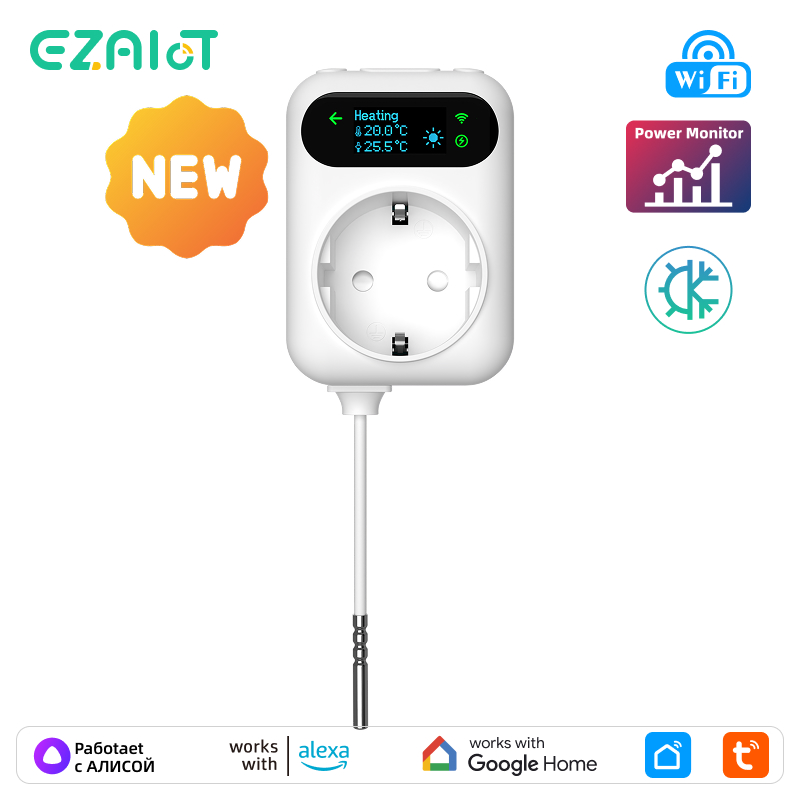 Tuya wifi smart plug thermosta - огляд і ціна Smart Socket 16A Tuya App