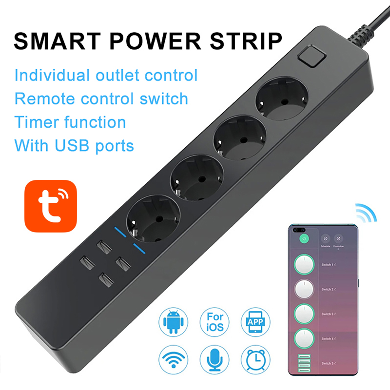 Smart Power Strip Tuya Wifi 4  - огляд і ціна Smart Power Strip 4 Outlet Usb