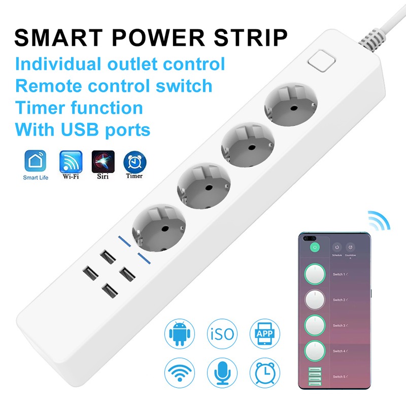 Smart Power Strip Tuya Wifi 4  - огляд і ціна Smart Power Strip 4 Outlet Usb