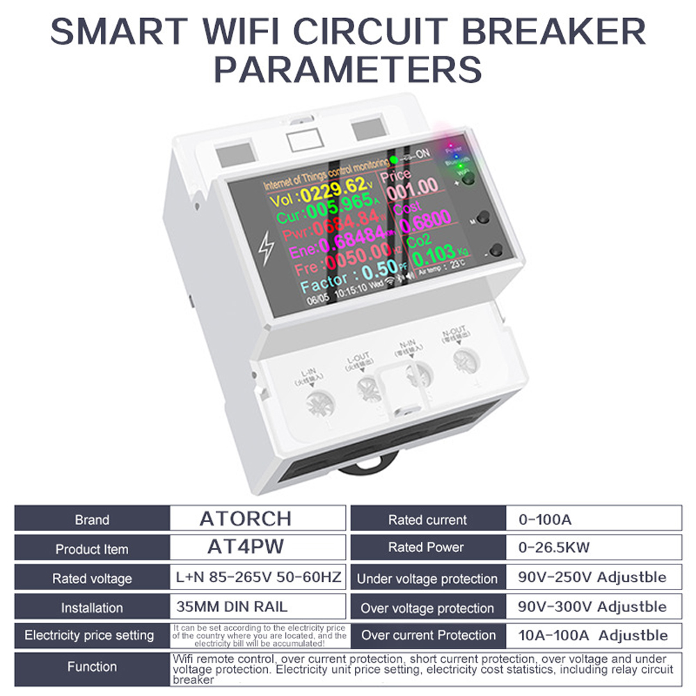 AT4PW WIFI Din Rail Smart Ener - огляд і ціна Energy Meter Din Rail Wifi