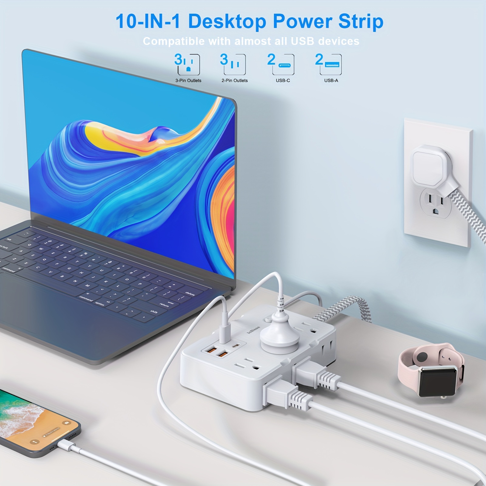 US Plug AC Outlet Multiprise P - огляд і ціна Smart Power Strip 4 Outlet Usb