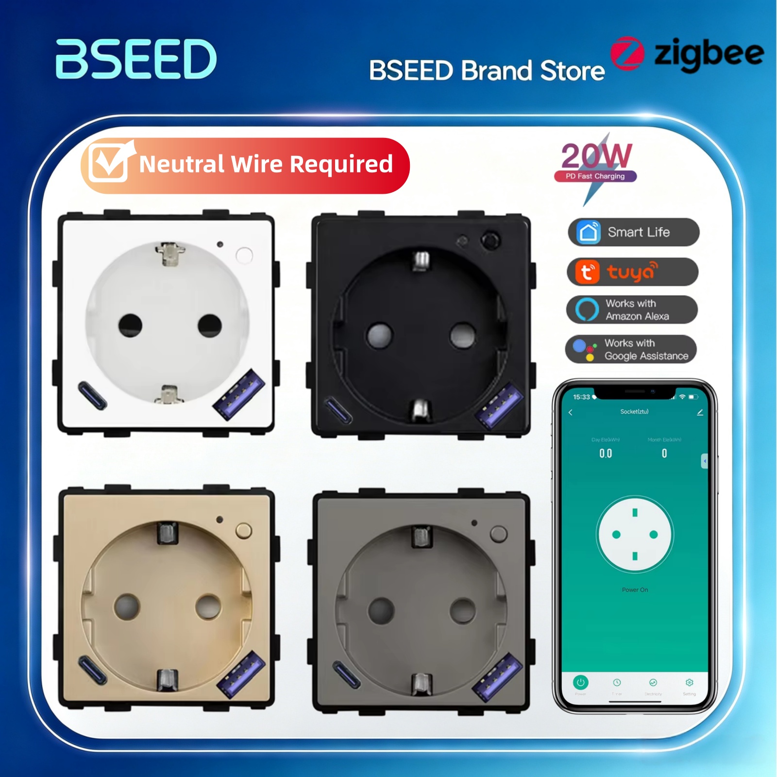 BSEED Zigbee Smart Socket Part - огляд і ціна Smart Plug Zigbee 16A