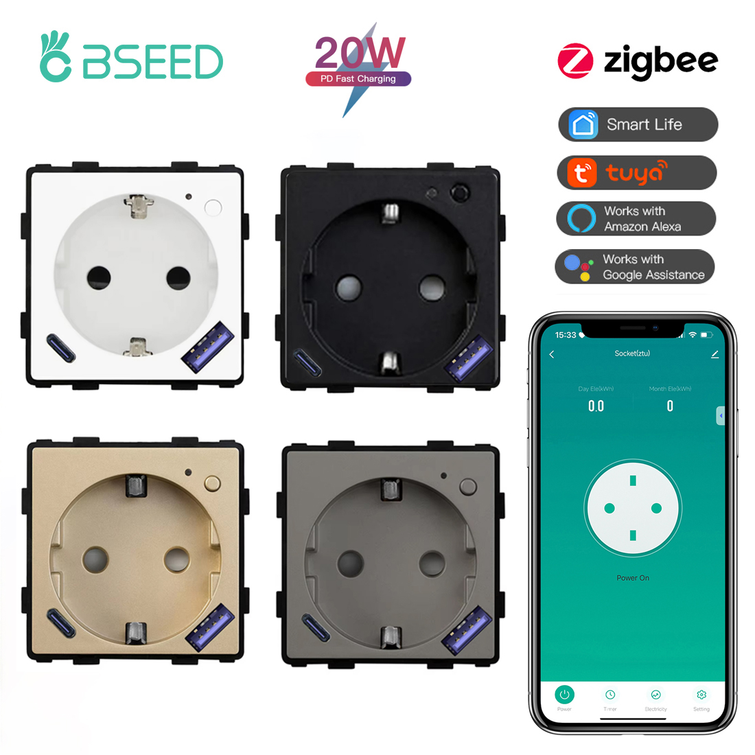 BSEED Zigbee Smart Socket Part - огляд і ціна Smart Plug Zigbee 16A
