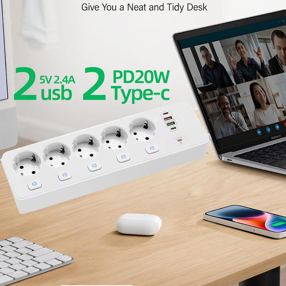EU KR Smart Power Strip Socket - огляд і ціна Smart Power Strip 4 Outlet Usb