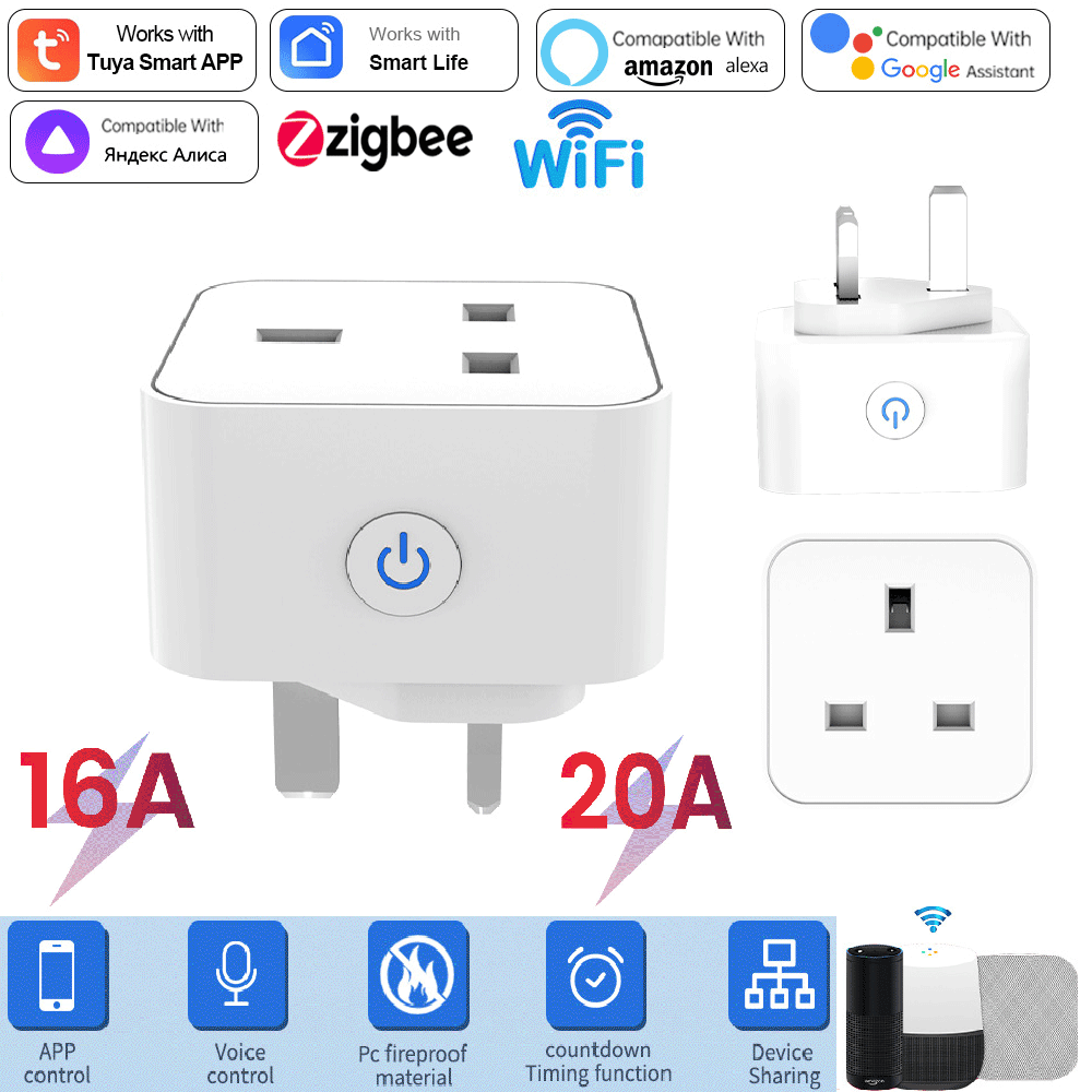 Tuya Smart Socket 16A/20A WiFi - огляд і ціна Smart Plug Zigbee 16A