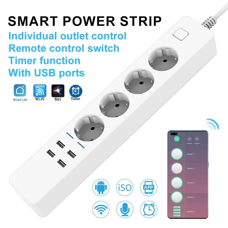 WIFI Smart Power Strip with 4  - огляд і ціна Smart Power Strip 4 Outlet Usb