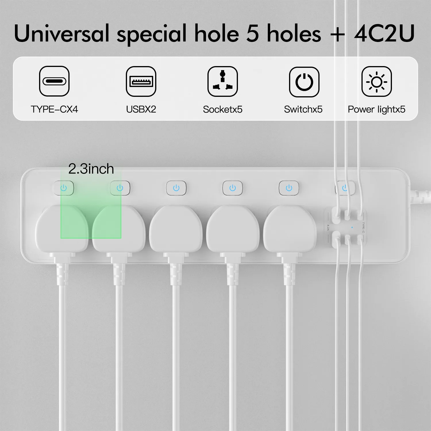 Universal Power Strip Extensio - огляд і ціна Smart Plug Surge Protector