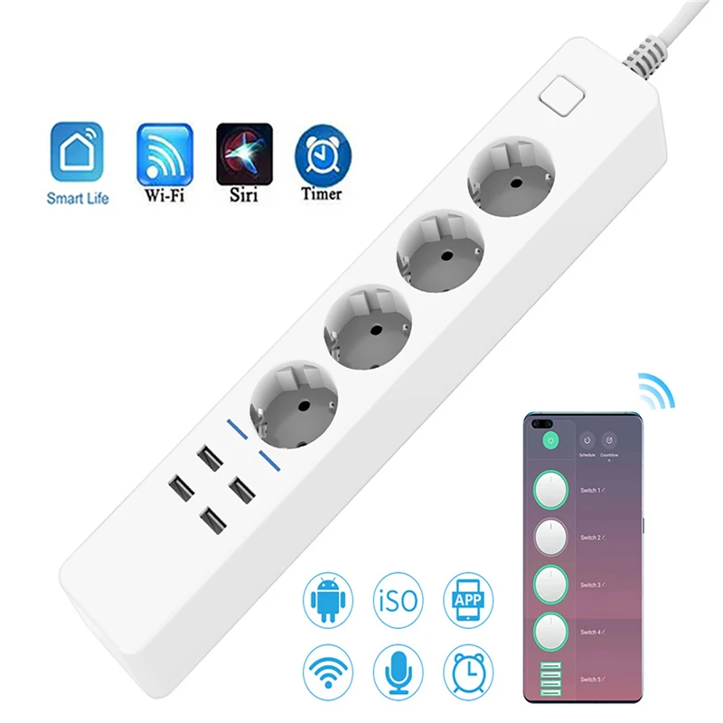 8-in-1 Multi-functional WIFI S - огляд і ціна Smart Power Strip 4 Outlet Usb