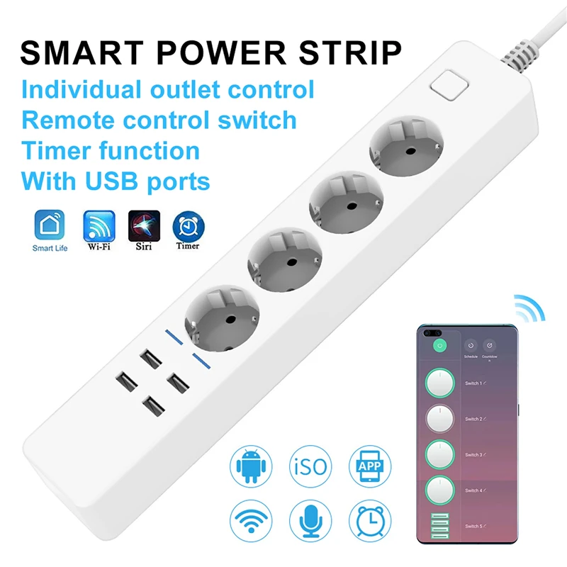 8-in-1 Multi-functional WIFI S - огляд і ціна Smart Power Strip 4 Outlet Usb