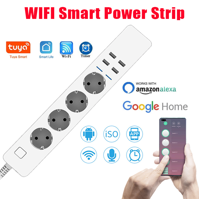 WIFI Smart Power Strip 4 AC Ou - огляд і ціна Smart Power Strip 4 Outlet Usb