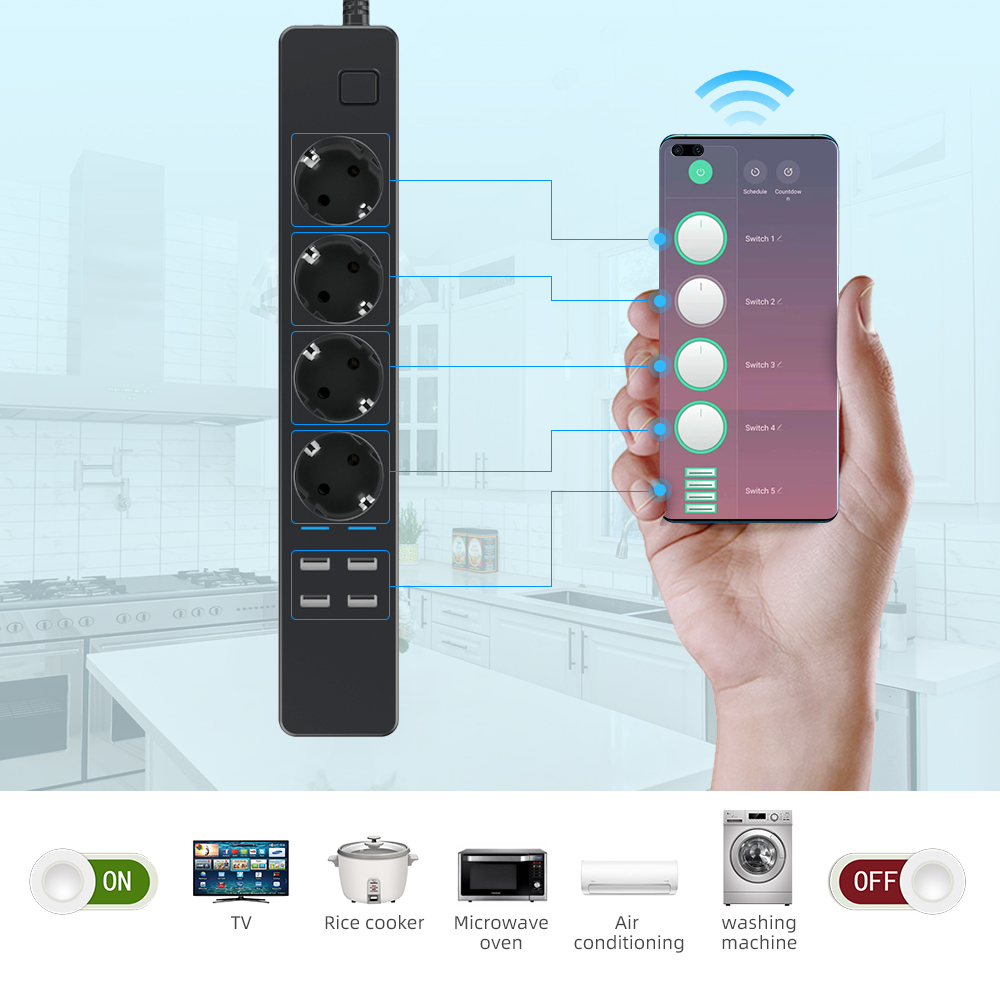 1.8M 3M 5M Wifi Smart Power St - огляд і ціна Smart Power Strip 4 Outlet Usb