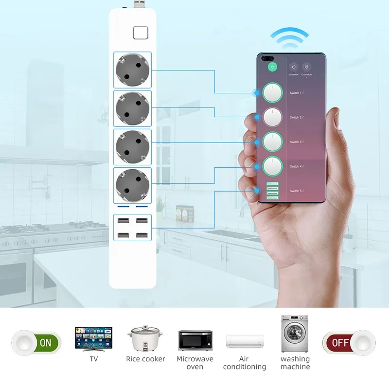 WIFI Smart Power Strip 4 AC Ou - огляд і ціна Smart Power Strip 4 Outlet Usb