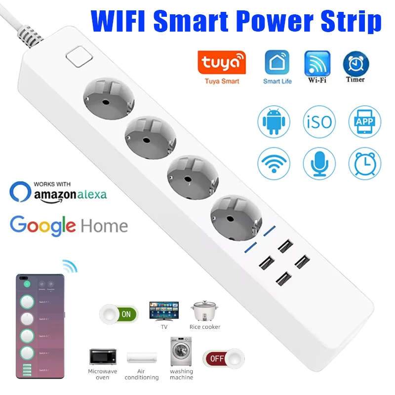 Smart Power Strip Wifi 4 AC Ou - огляд і ціна Smart Power Strip 4 Outlet Usb