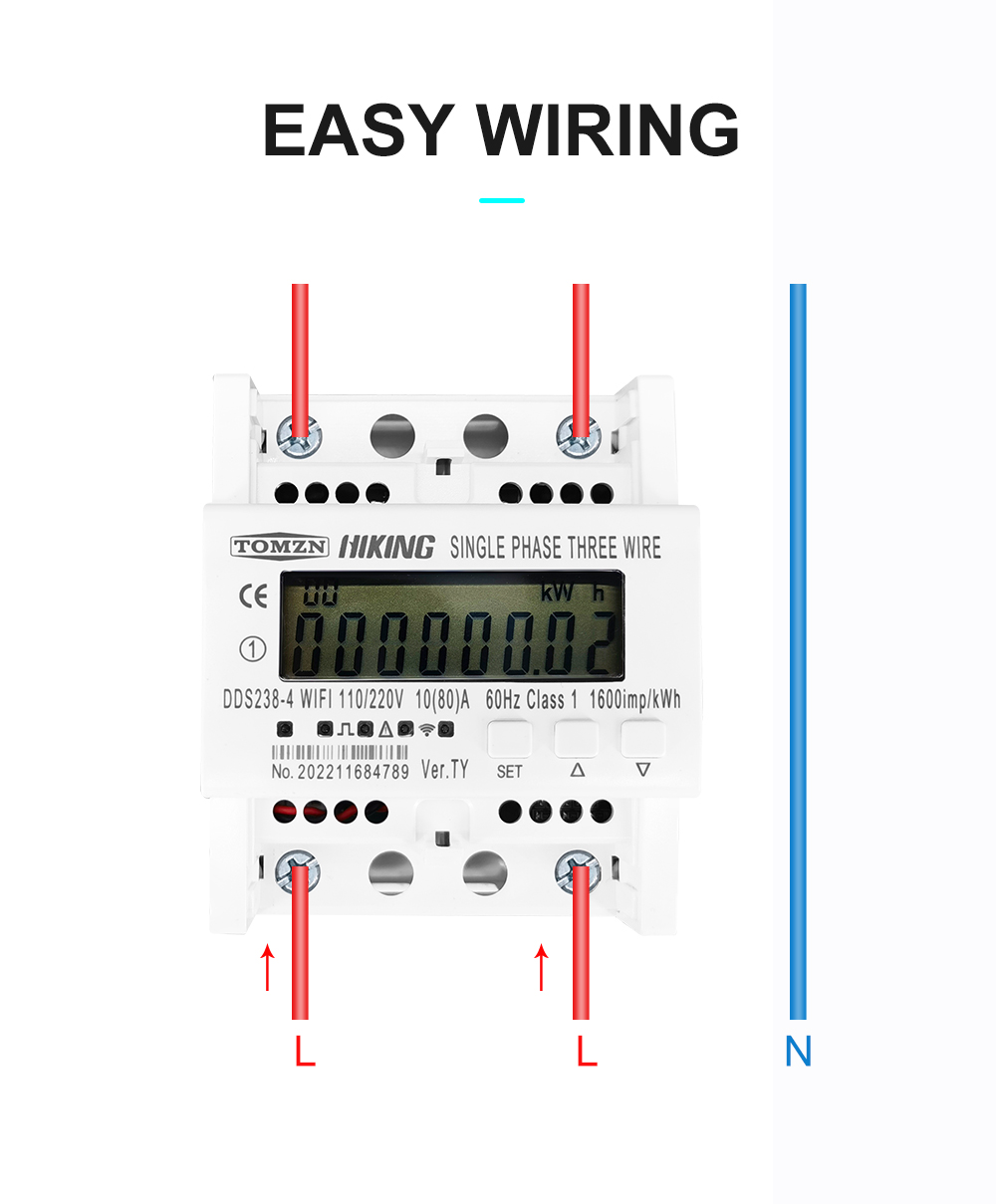 TOMZN 2 Phase 110V+110V 60Hz 8 - огляд і ціна Energy Meter Din Rail Wifi
