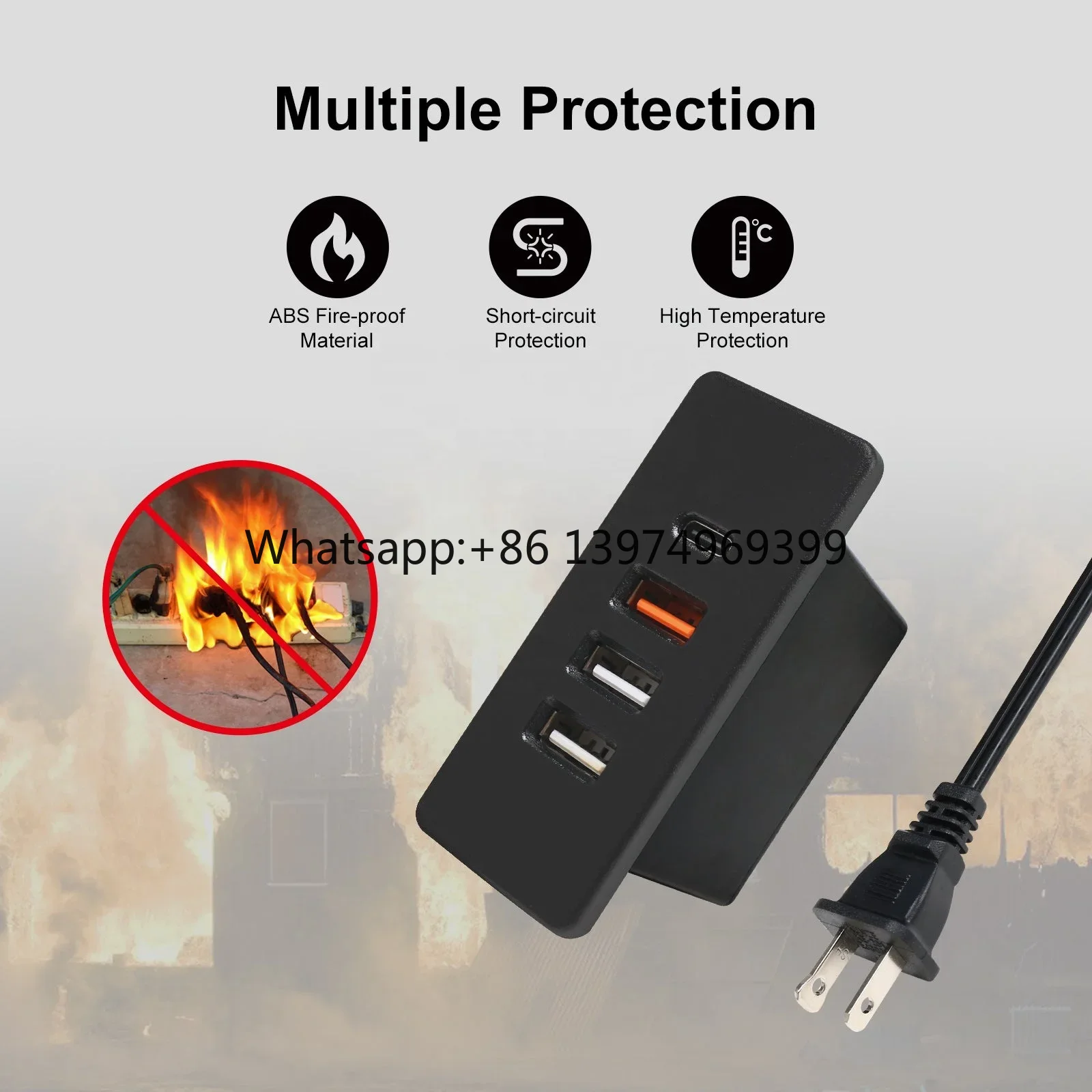 Powered USB C Hub Socket Reces - огляд і ціна Smart Power Strip 4 Outlet Usb