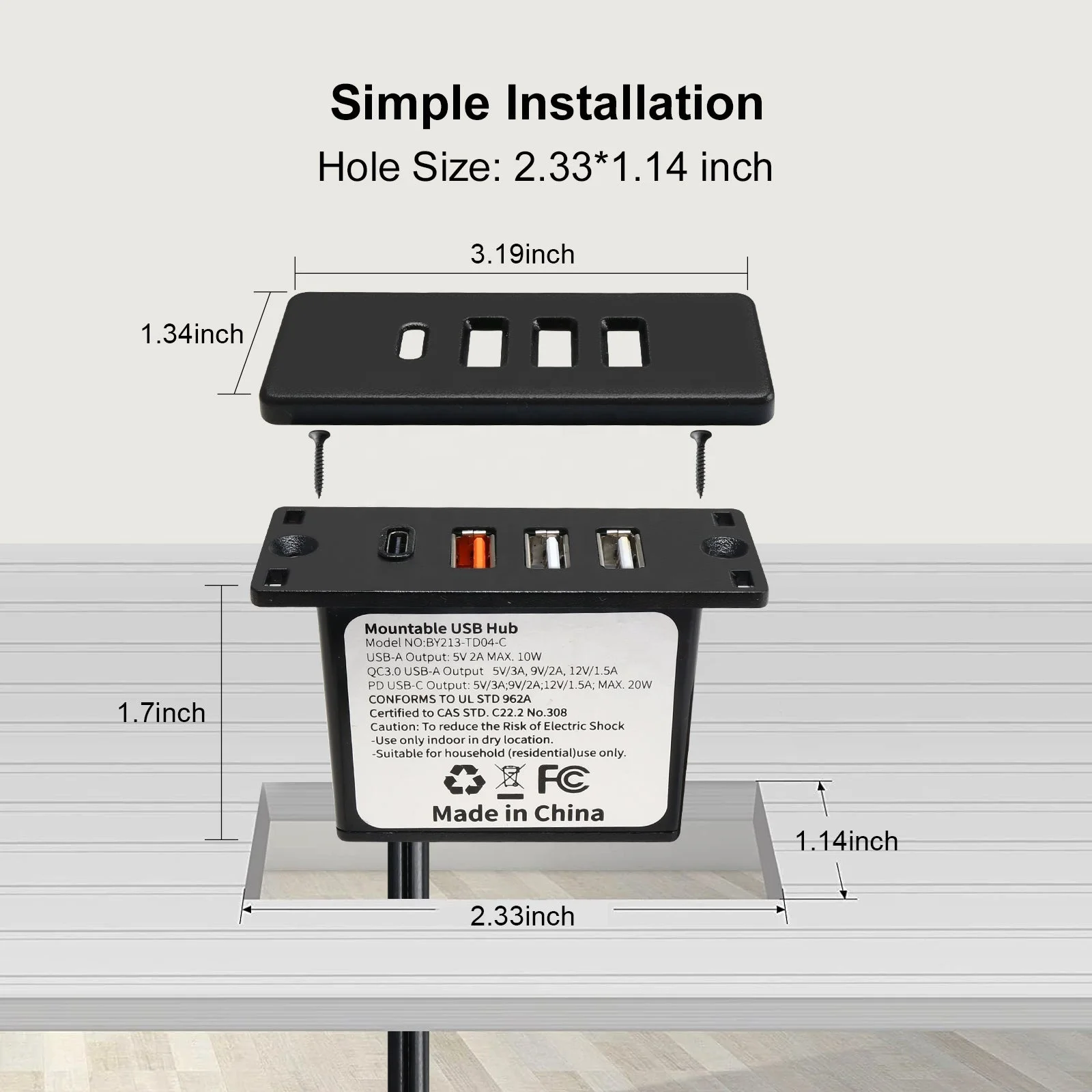 Powered USB C Hub Socket Reces - огляд і ціна Smart Power Strip 4 Outlet Usb