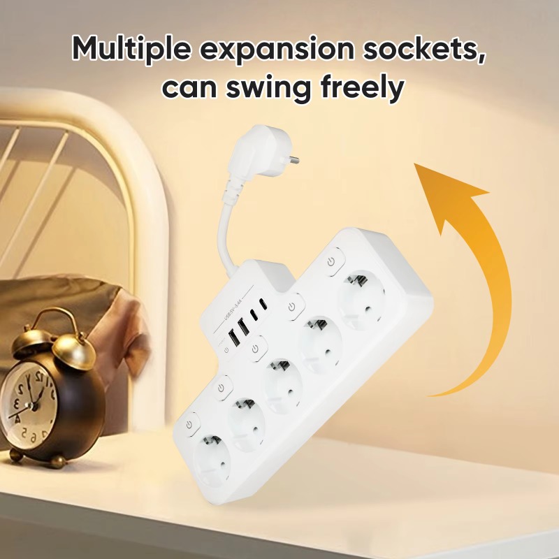 EU Standard Short Cord Multi‑F - огляд і ціна Smart Power Strip 4 Outlet Usb