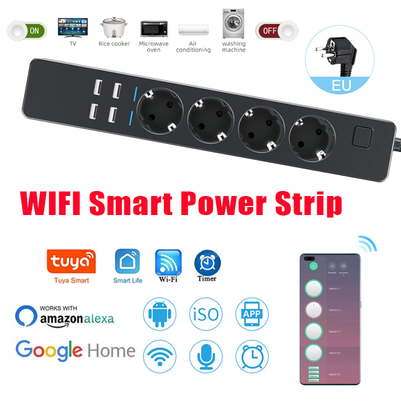 Smart Power Strip with 4 EU Ou - огляд і ціна Smart Power Strip 4 Outlet Usb