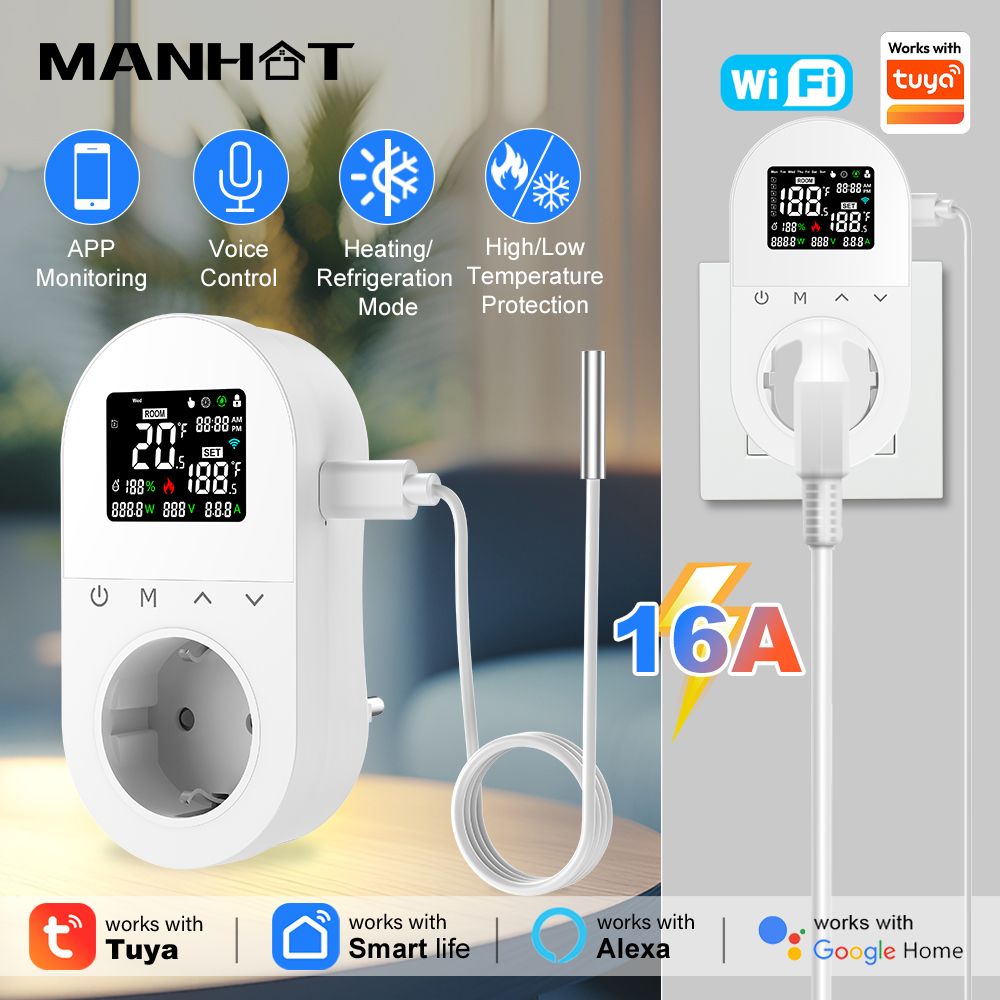 MANHOT 16A WiFi Smart Plug-in  - огляд і ціна Smart Socket 16A Tuya App