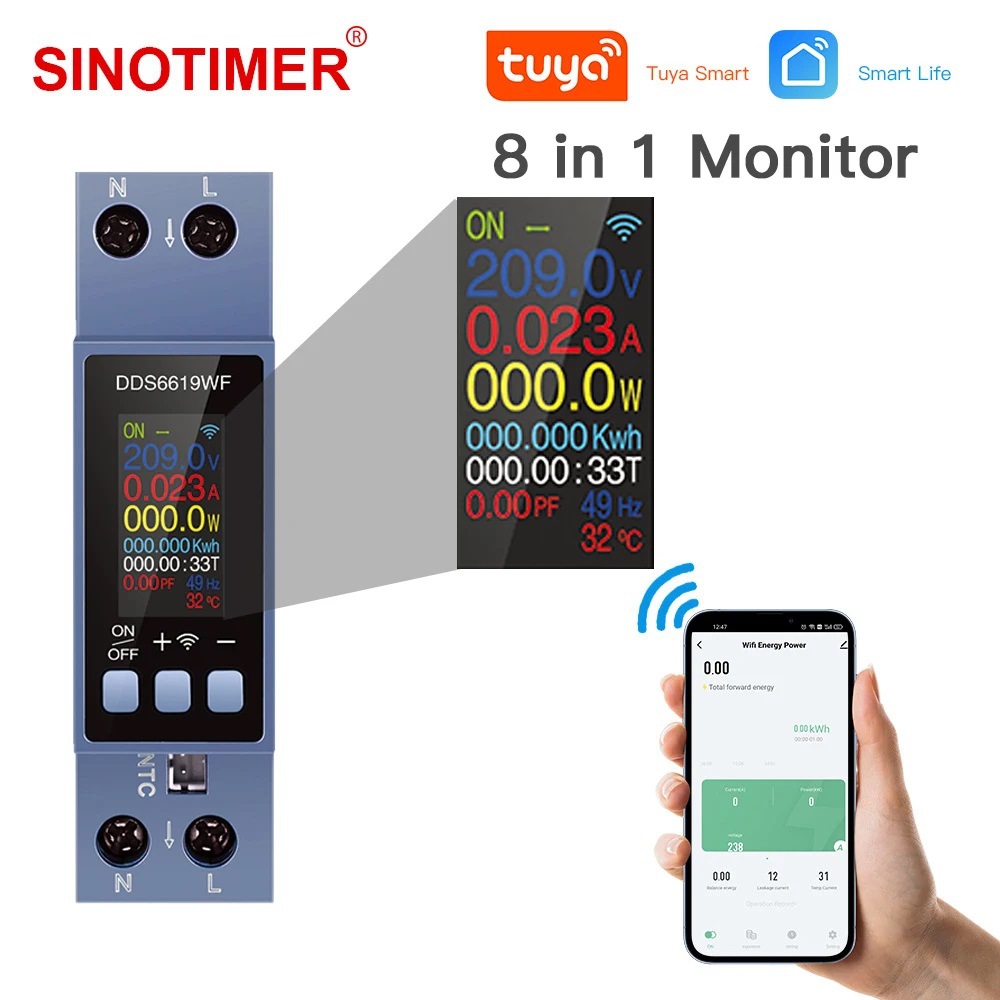 8 in 1 Power Meter WiFi Tuya D - огляд і ціна Energy Meter Din Rail Wifi