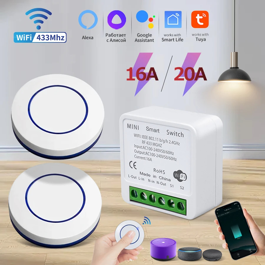 16A/20A RF433Mhz Work With Tuy - огляд і ціна Smart Plug Mini Alexa Google