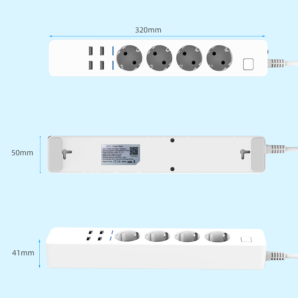 Smart Power Strip Wifi 4 EU Ou - огляд і ціна Smart Power Strip 4 Outlet Usb