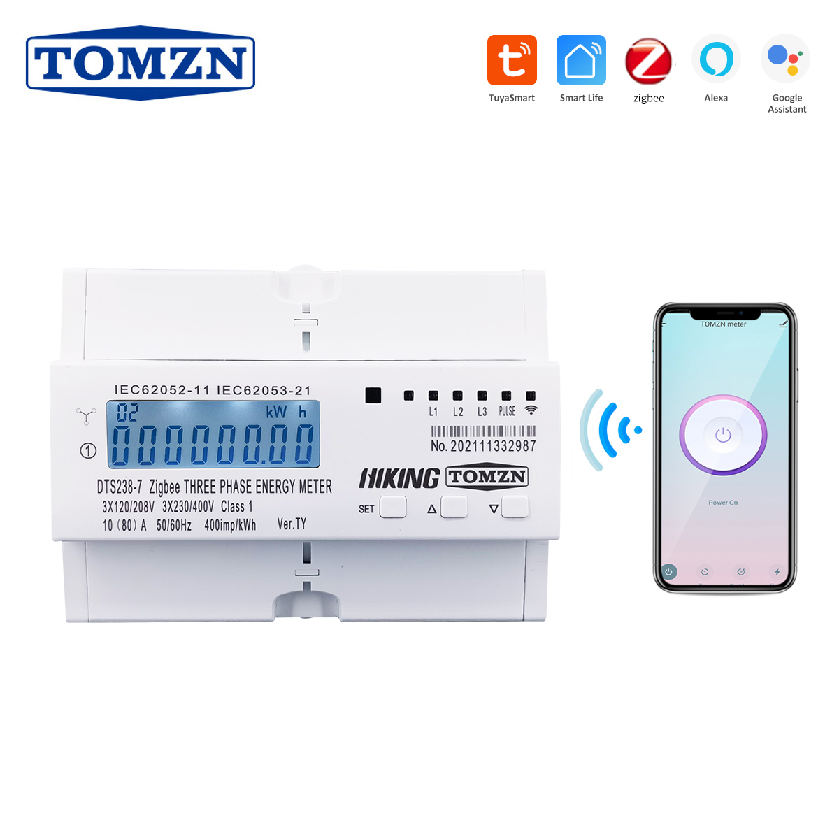 TOMZN 80A 3 Phase Zigbee Gatew - огляд і ціна Energy Meter Din Rail Wifi