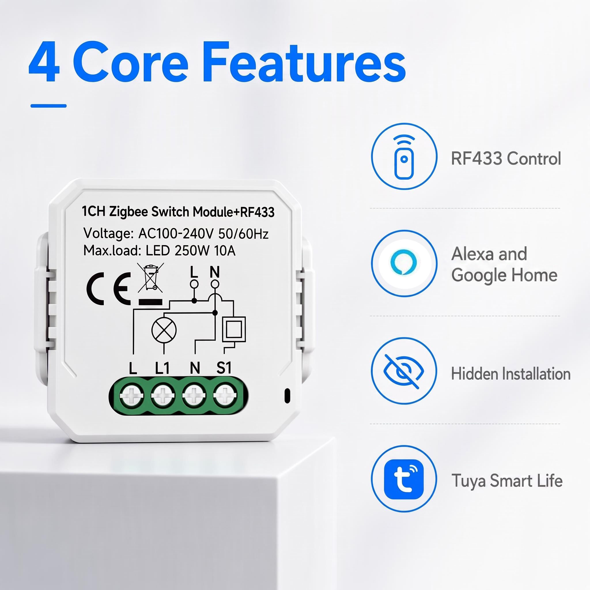 Tuya Smart Zigbee Switch Modul - огляд і ціна Smart Plug Mini Alexa Google