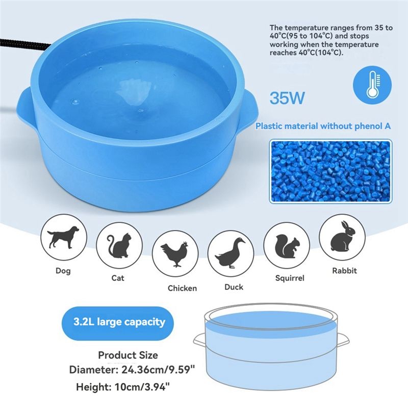 THIVN-3.2L Heated Water Bowl F - огляд і ціна Smart Plug Outdoor Waterproof